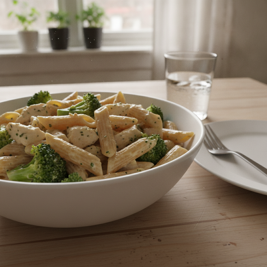Lighter Chicken and Broccoli Alfredo