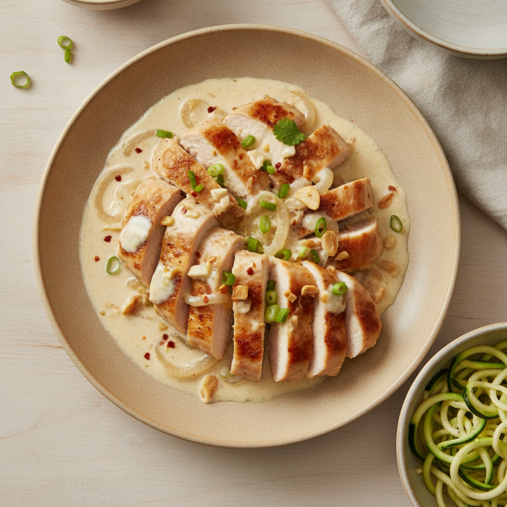 Keto Thai Garlic Cream Chicken