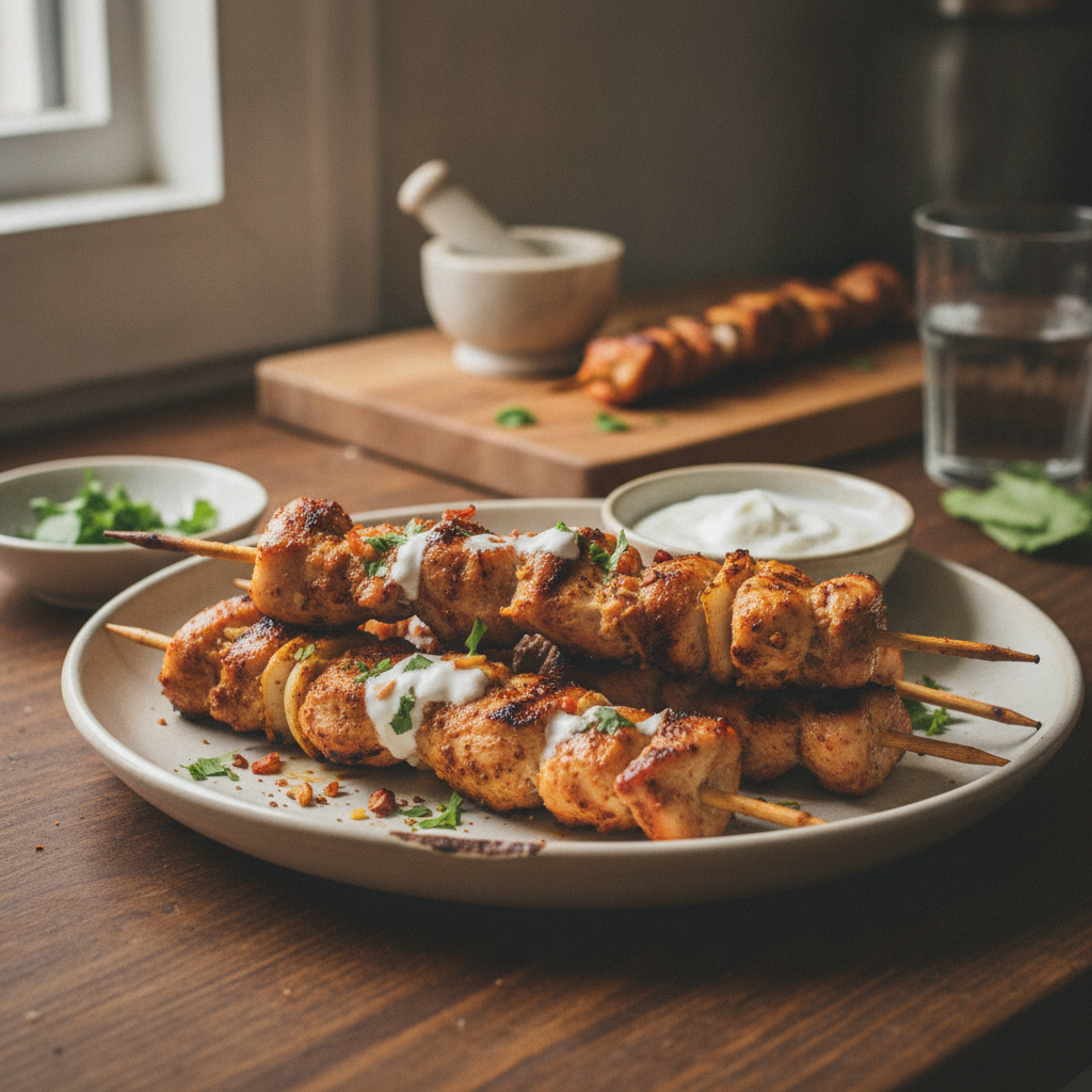 Keto Indian Spiced Garlic Chicken Skewers